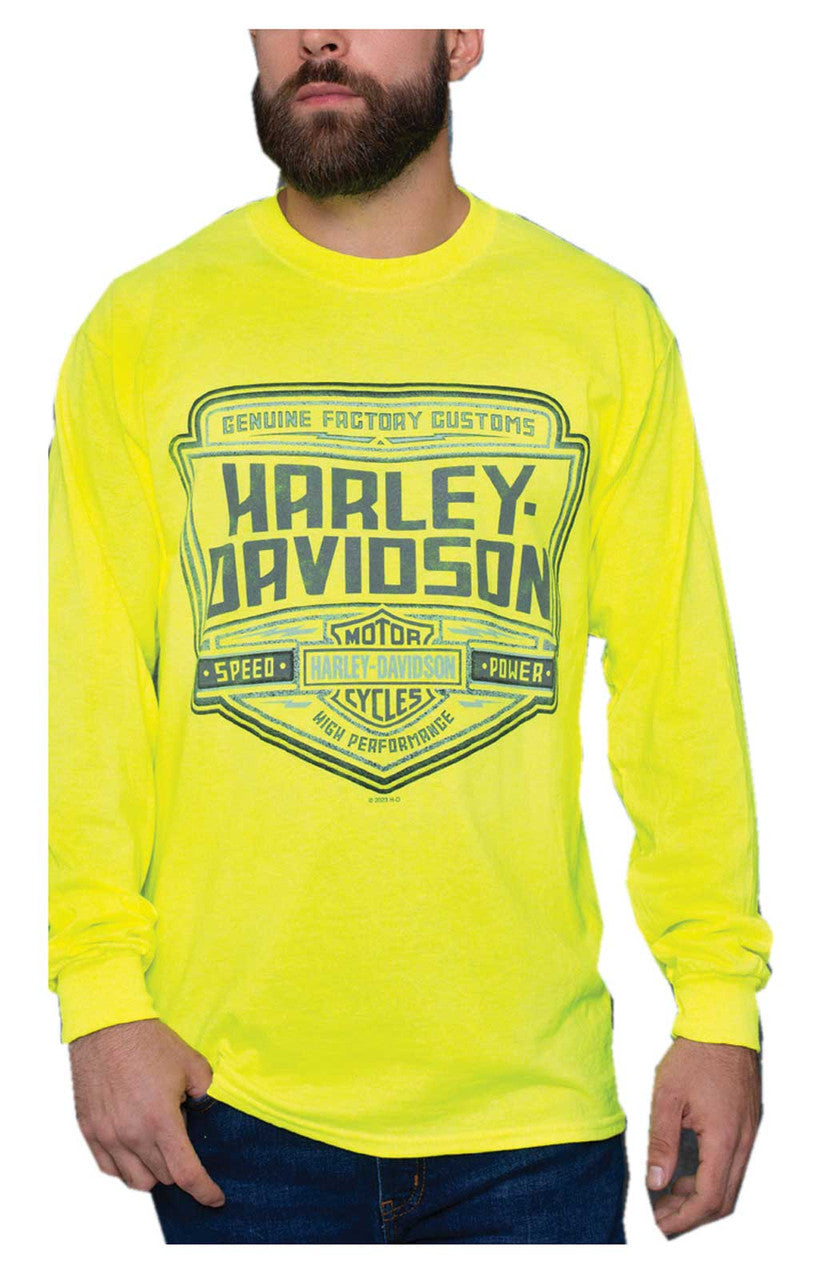 Harley-Davidson® Men's Energized Bar & Shield Long Sleeve Shirt - Safety Green