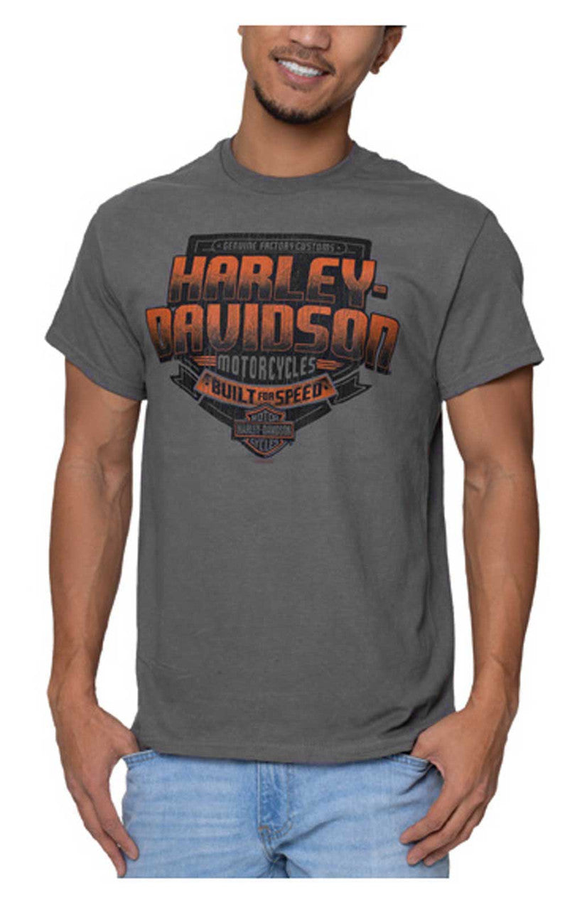 Harley-Davidson® Men's Revival H-D Text Short Sleeve Crew-Neck T-Shirt, Charcoal