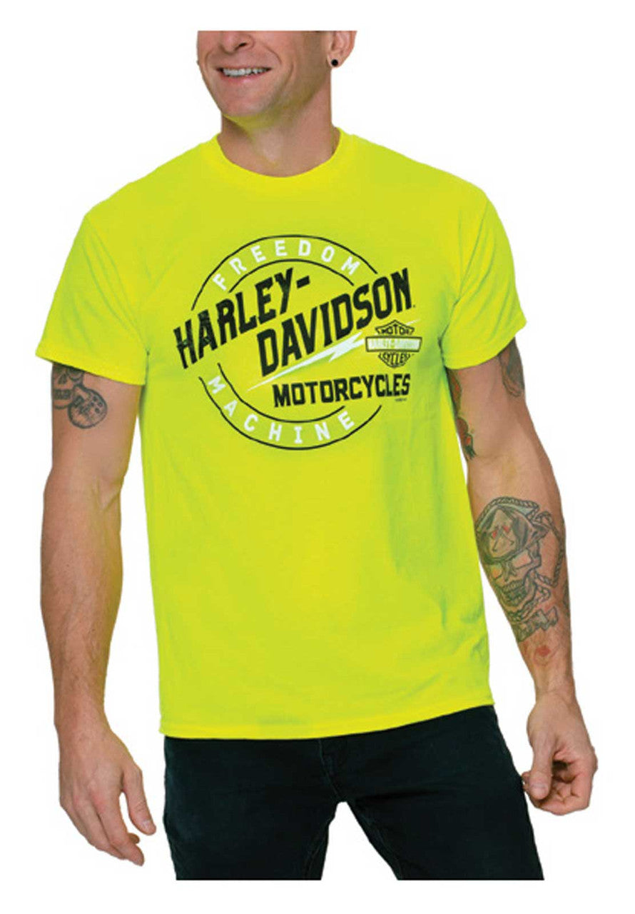 Harley-Davidson Men's Back Around H-D Text Short Sleeve T-Shirt - Safety Green
