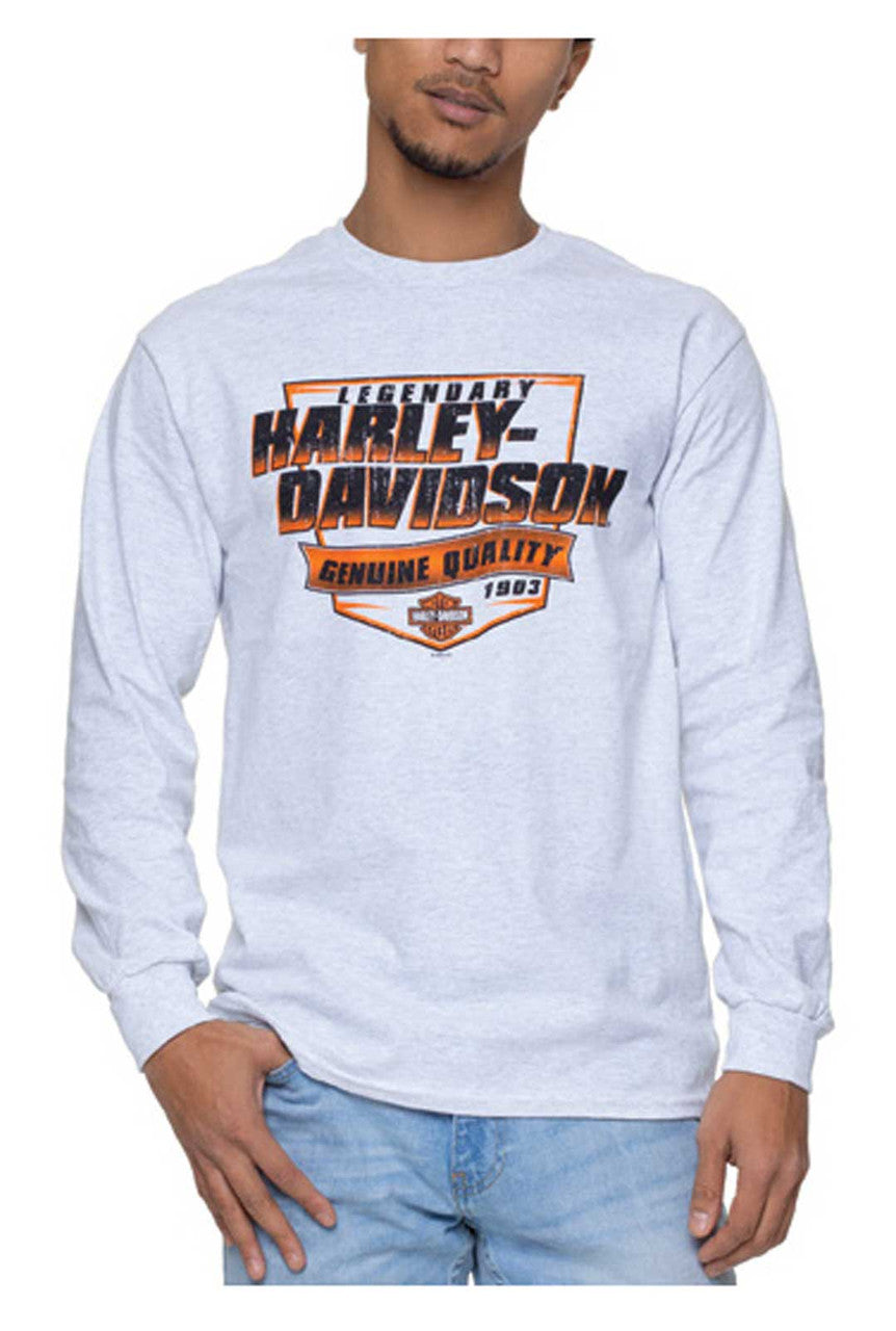 Harley-Davidson® Men's Switch Shield Crew-Neck Long Sleeve Shirt - Ash Gray