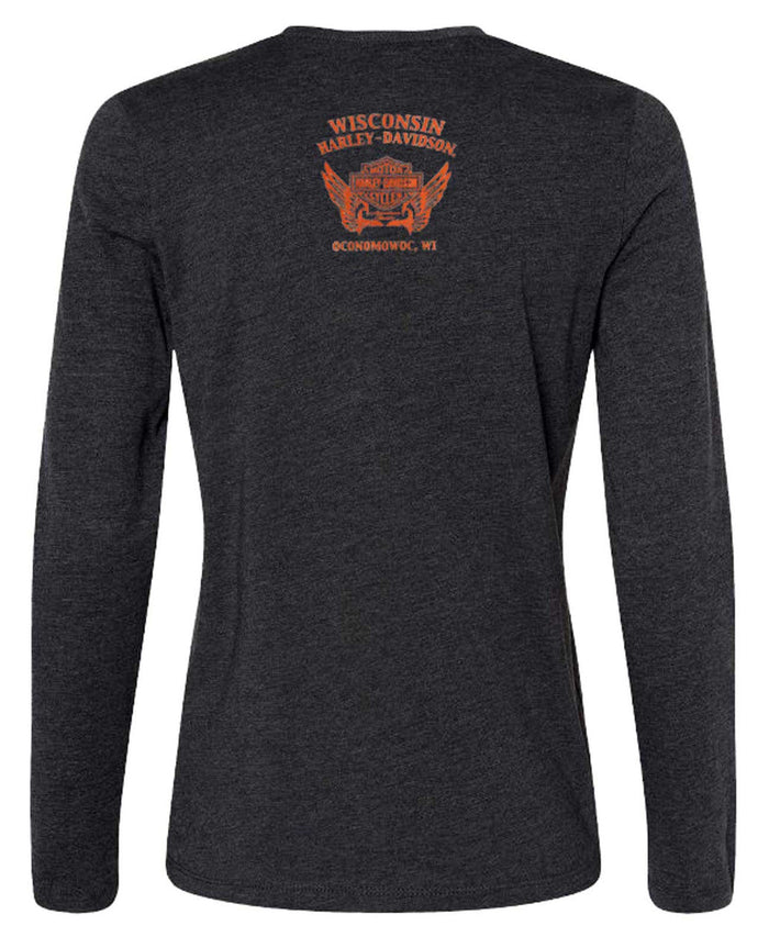 Harley-Davidson® Women's Foil Soul Flight Scoop Neck Long Sleeve Shirt - Black