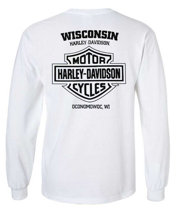 Harley-Davidson® Men's Distressed Pile Up Long Sleeve Crew-Neck Shirt, White