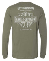 Harley-Davidson® Men's Carved Long Sleeve Crew-Neck Shirt, Military Green