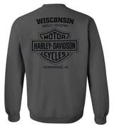 Harley-Davidson® Men's Premium Crew-Neck Pullover Fleece Sweatshirt, Charcoal
