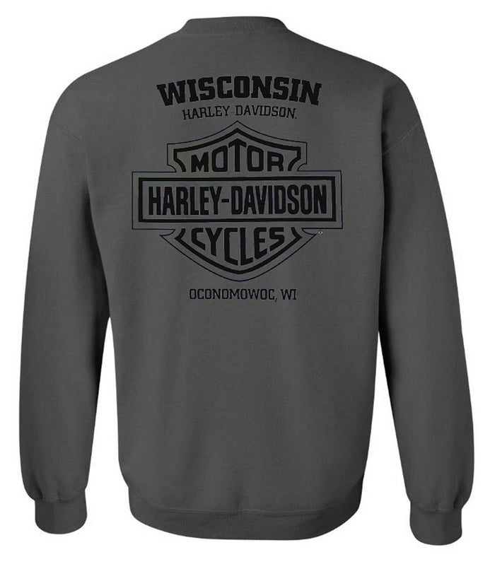 Harley-Davidson® Men's Premium Crew-Neck Pullover Fleece Sweatshirt, Charcoal