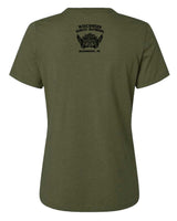 Harley-Davidson Women's Rugged Arch V-Neck Short Sleeve Tee, Wash Olive