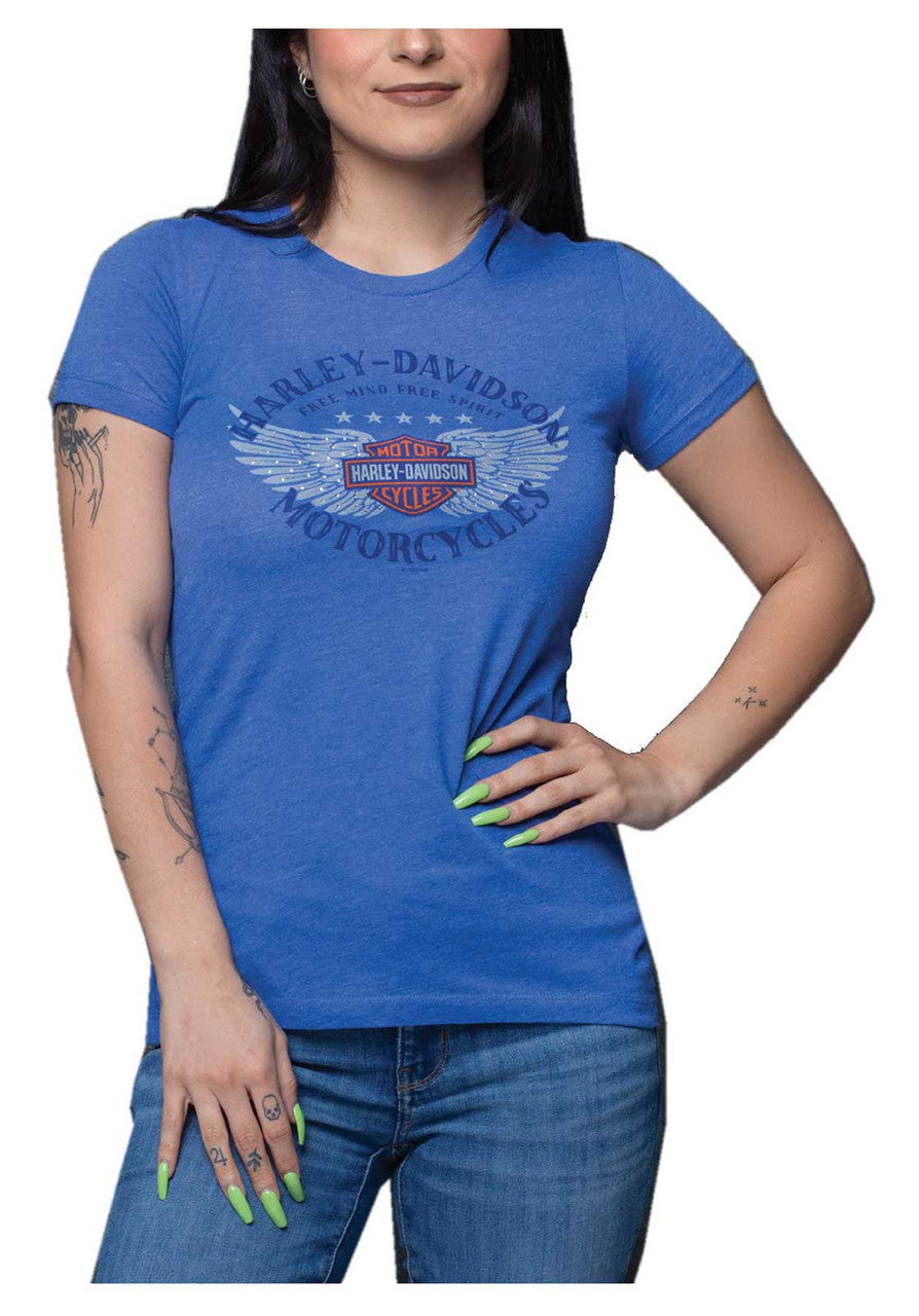 Harley-Davidson® Women's Embellished Anthem Short Sleeve Crew-Neck Tee, Royal