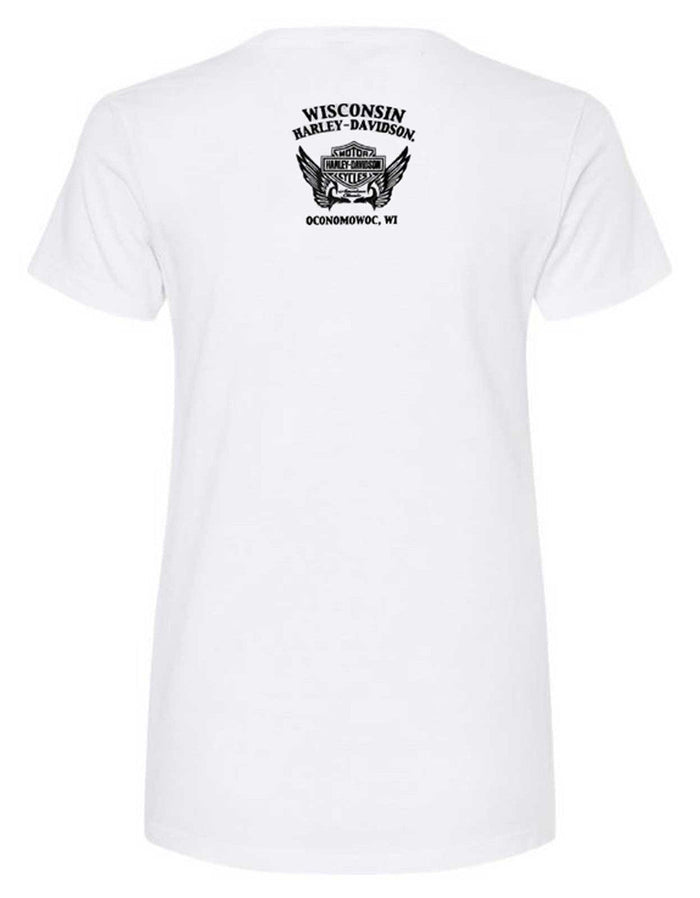 Harley-Davidson® Women's Foil Print Unify Short Sleeve V-Neck Tee - White