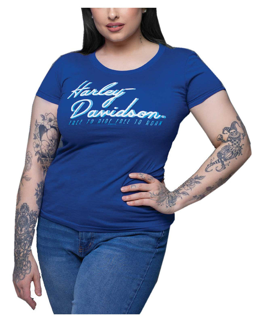Harley-Davidson® Women's Life Swerves Short Sleeve Crew-Neck T-Shirt, Royal