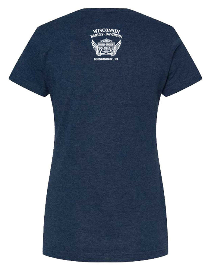 Harley-Davidson® Women's Sepia Wing Short Sleeve Crew-Neck T-Shirt, Navy