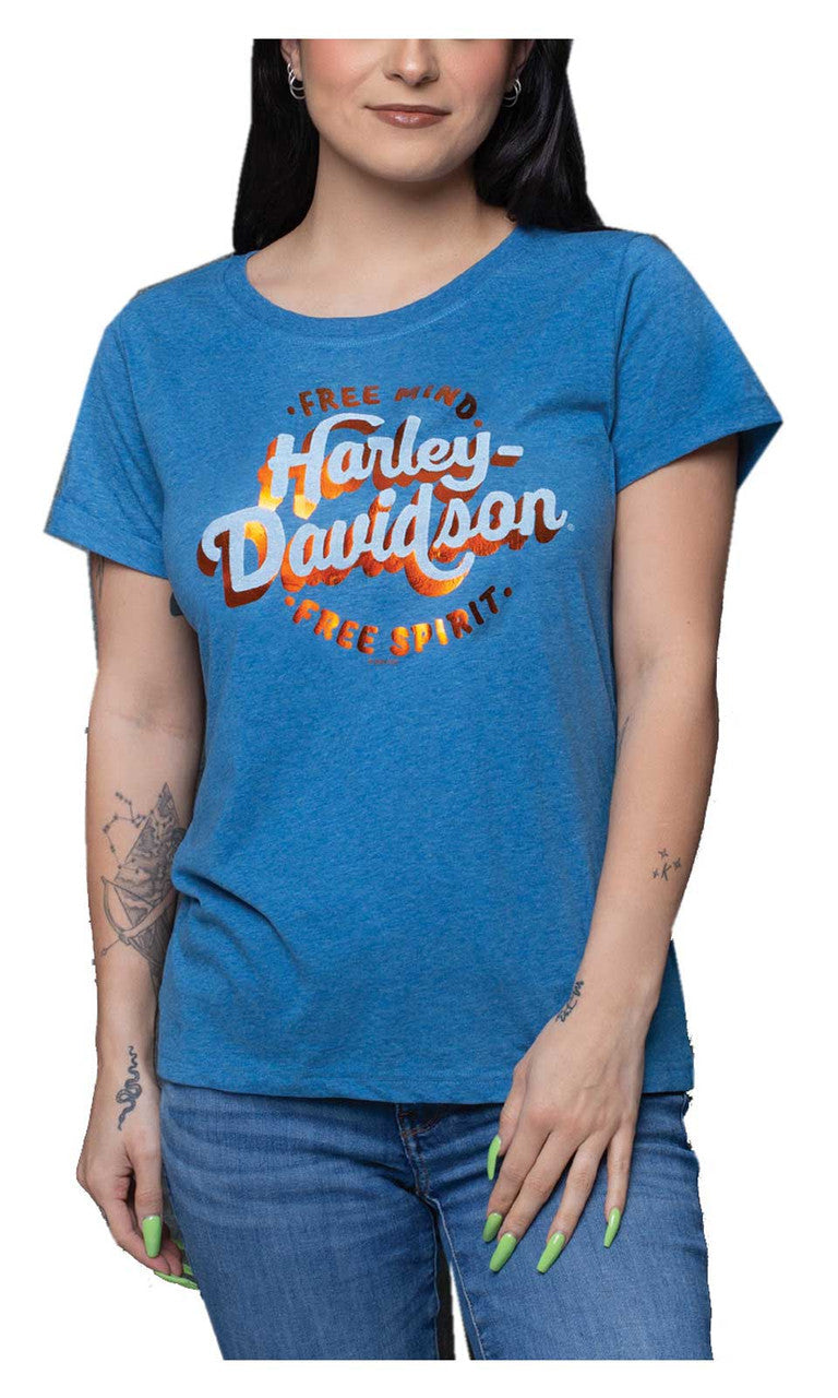 Harley-Davidson® Women's Foil Beach Vibes Scoop Neck Short Sleeve Tee - Teal