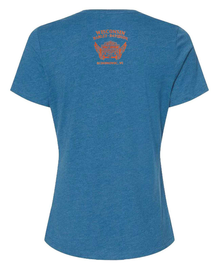 Harley-Davidson® Women's Foil Beach Vibes Scoop Neck Short Sleeve Tee - Teal
