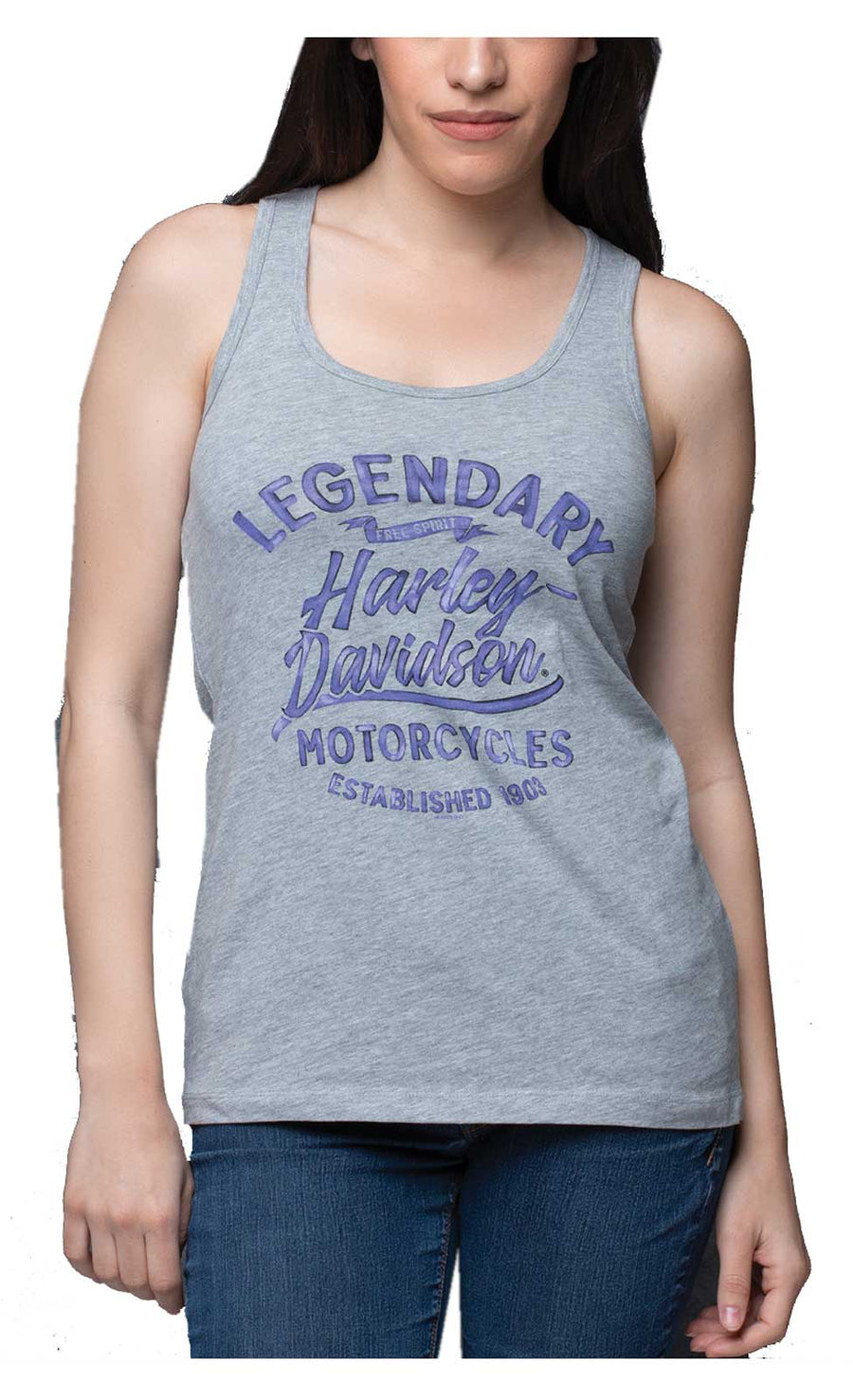 Harley-Davidson® Women's Watercolor Racerback Curved Hem Sleeveless Tank Top