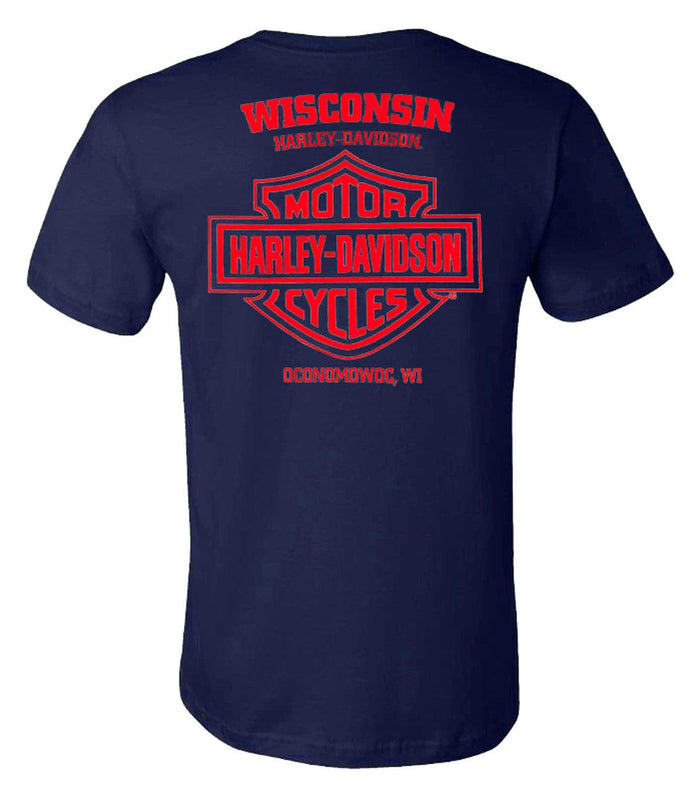 Harley-Davidson® Men's Eagle Badge Crew-Neck Cotton Short Sleeve Tee, Navy