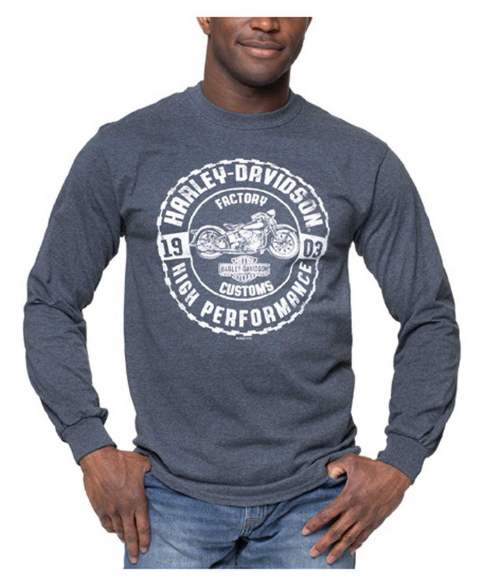 Harley-Davidson® Men's Finest Bike Long Sleeve Crew-Neck Shirt, Dark Heather