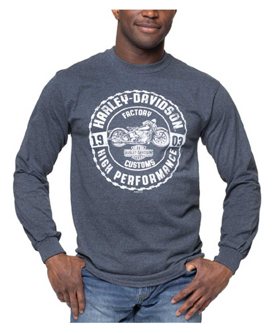 Harley-Davidson® Men's Finest Bike Long Sleeve Crew-Neck Shirt, Dark Heather