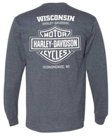 Harley-Davidson® Men's Finest Bike Long Sleeve Crew-Neck Shirt, Dark Heather
