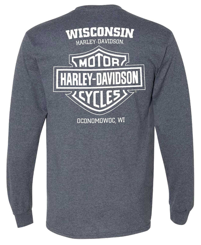 Harley-Davidson® Men's Finest Bike Long Sleeve Crew-Neck Shirt, Dark Heather
