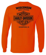 Harley-Davidson® Men's Upside Bar & Shield Long Sleeve Crew-Neck Shirt, Orange