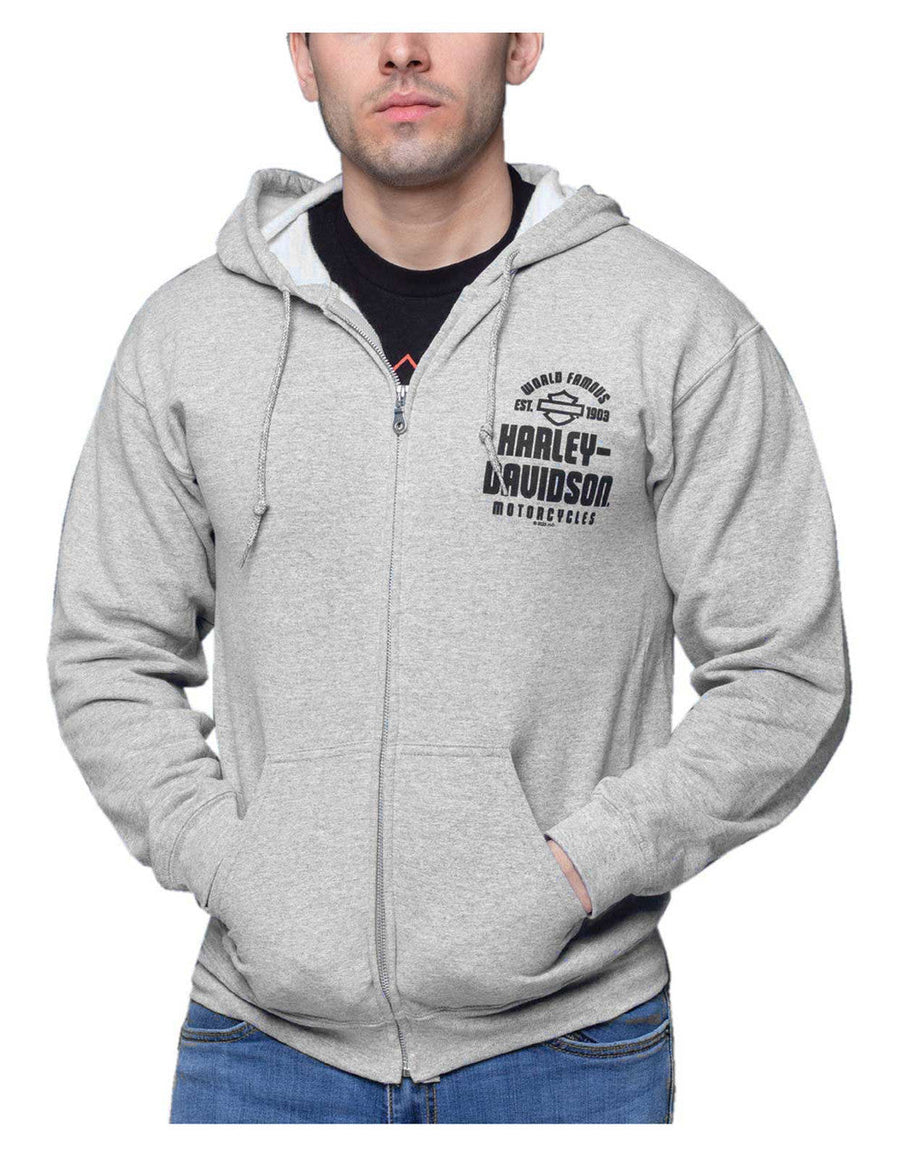 Harley-Davidson® Men's Retrograde Zip-Up Hoodie Sweatshirt – Sport Gray
