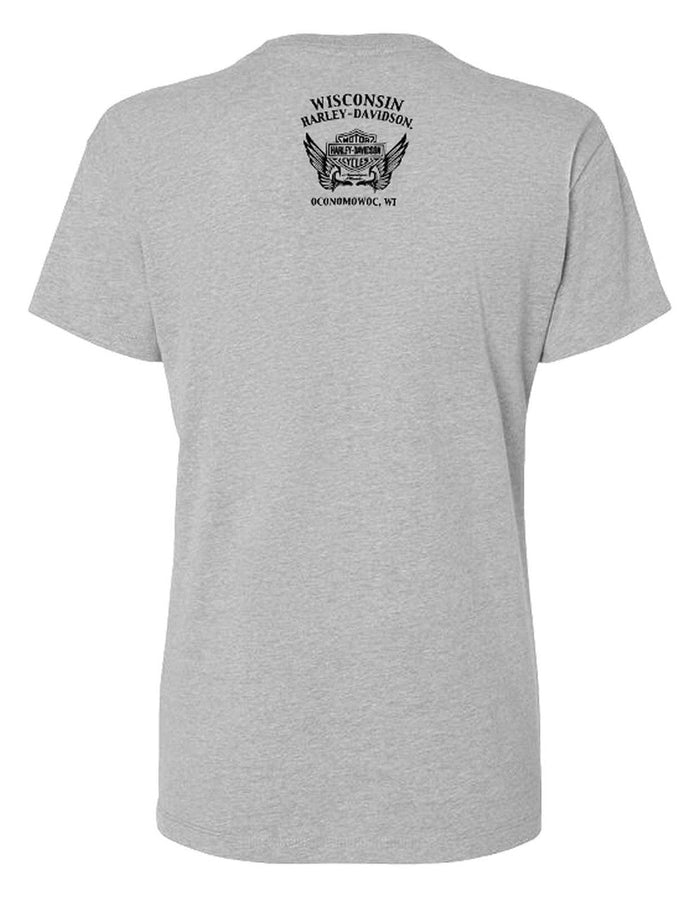 Harley-Davidson® Women's Embellished Hall Round Neck Short Sleeve Tee – Gray