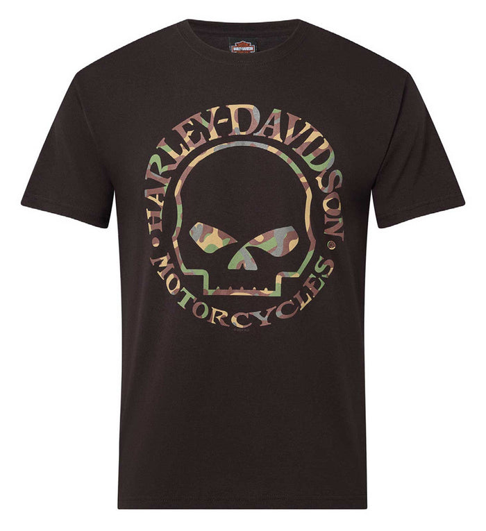 Harley-Davidson® Men's Willie G Skull Camo Short Sleeve Crew-Neck T-Shirt, Black