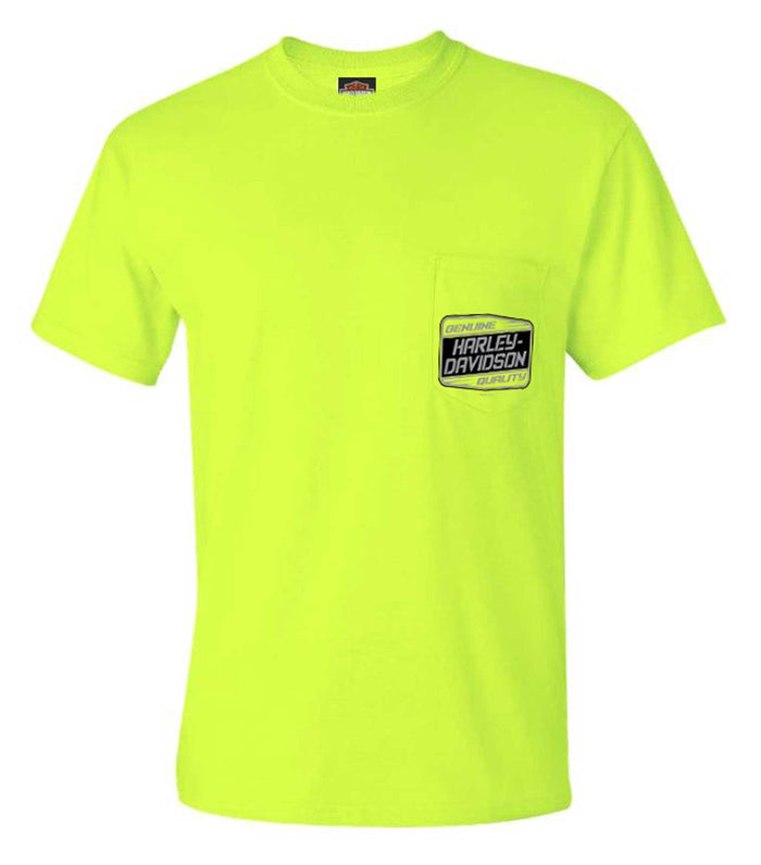 Harley-Davidson® Men's Overload Short Sleeve Chest Pocket T-Shirt, Safety Green