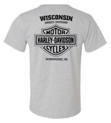 Harley-Davidson® Men's Artful Shield Short Sleeve Chest Pocket Tee, Sport Gray