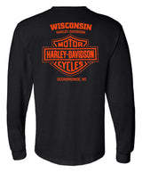Harley-Davidson® Men's Advisory Long Sleeve Chest Pocket Cotton Shirt, Black