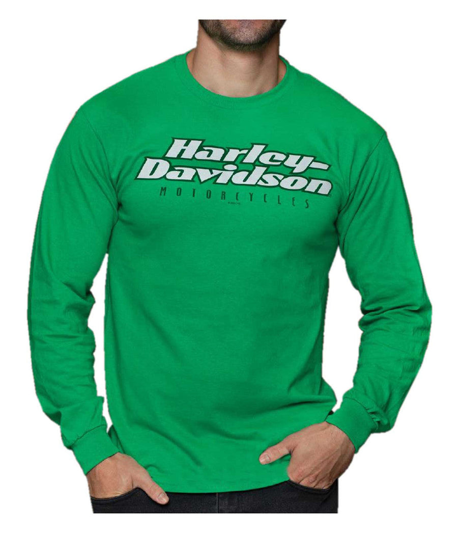 Harley-Davidson® Men's Coaster Tour Long Sleeve Crew-Neck Shirt, Irish Green
