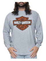 Harley-Davidson® Men's Bar & Shield Logo Long Sleeve Crew Shirt, Sport Gray