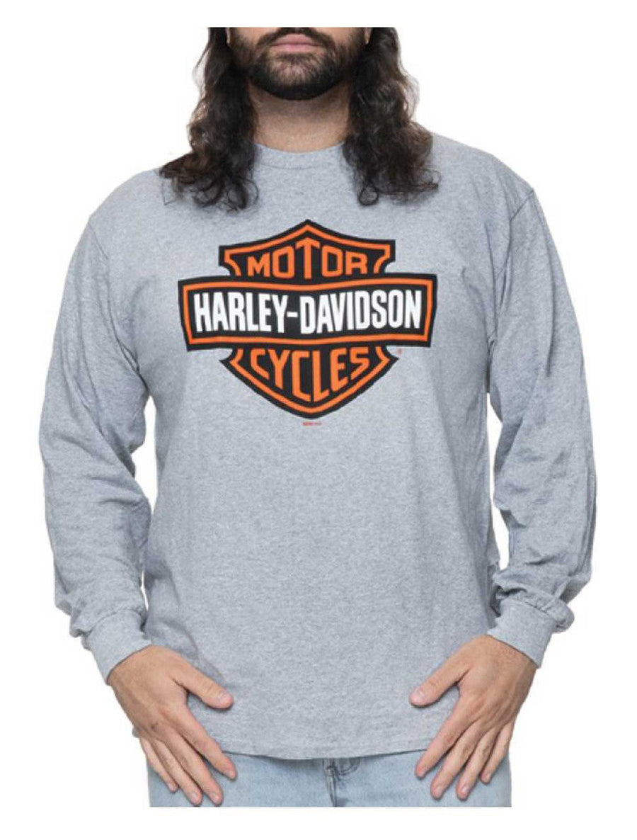 Harley-Davidson® Men's Bar & Shield Logo Long Sleeve Crew Shirt, Sport Gray