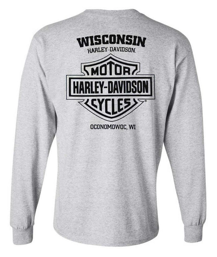 Harley-Davidson® Men's Bar & Shield Logo Long Sleeve Crew Shirt, Sport Gray