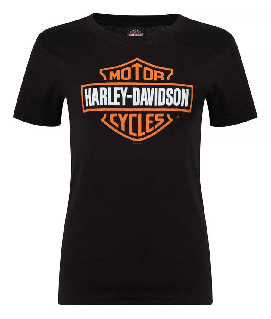 Harley-Davidson® Women's Bar & Shield Logo On Black Short Sleeve Crew-Neck Tee