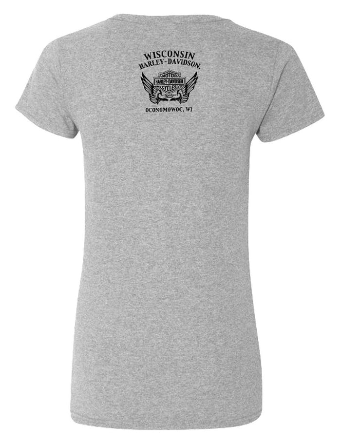 Harley-Davidson Women's Bar & Shield Logo On Gray Short Sleeve V-Neck T-Shirt