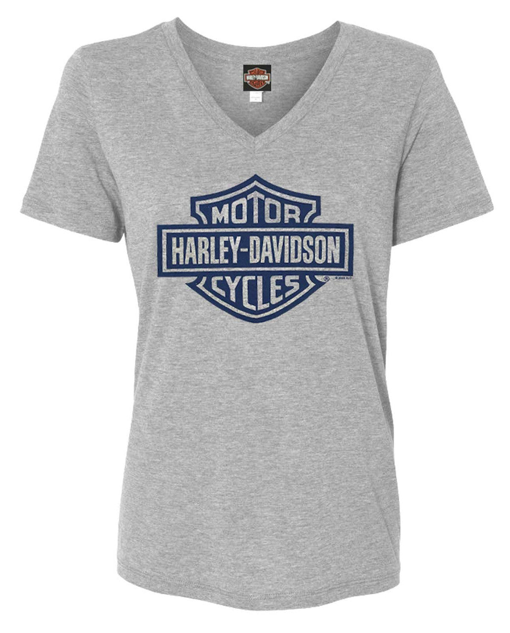 Harley-Davidson Women's Bar & Shield Logo On Gray Short Sleeve V-Neck T-Shirt