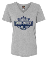 Harley-Davidson Women's Bar & Shield Logo On Gray Short Sleeve V-Neck T-Shirt