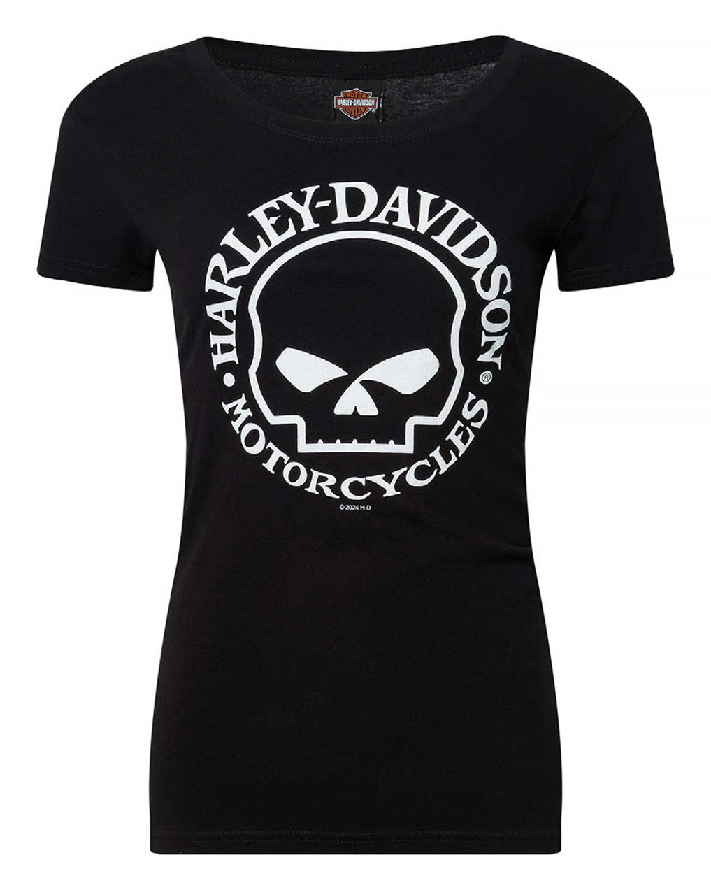 Harley-Davidson Women's Willie G Skull Logo Round Neck Short Sleeve Tee, Black