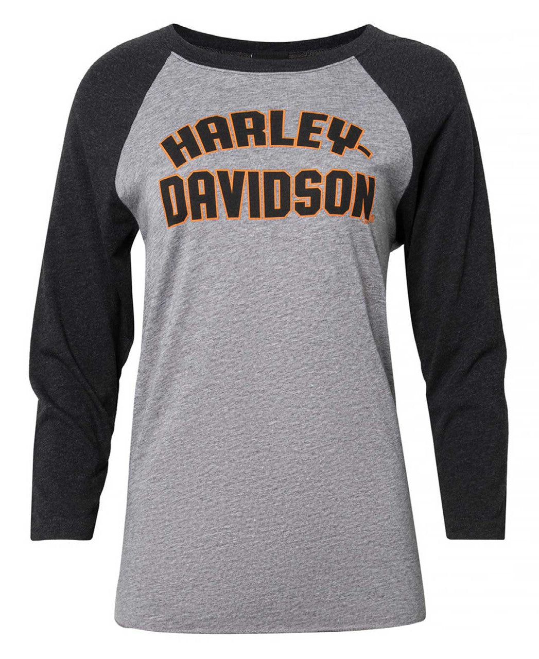 Harley-Davidson® Women's Jersey 3/4-Sleeve Raglan T-Shirt, Black & Gray