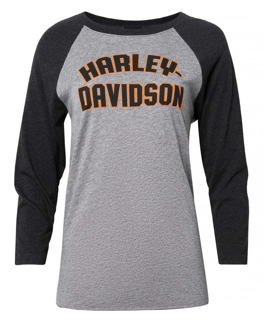 Harley-Davidson® Women's Jersey 3/4-Sleeve Raglan T-Shirt, Black & Gray