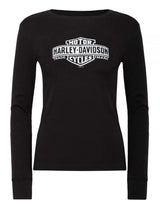 Harley-Davidson® Women's Elongated Bar & Shield Long Sleeve Shirt, Black