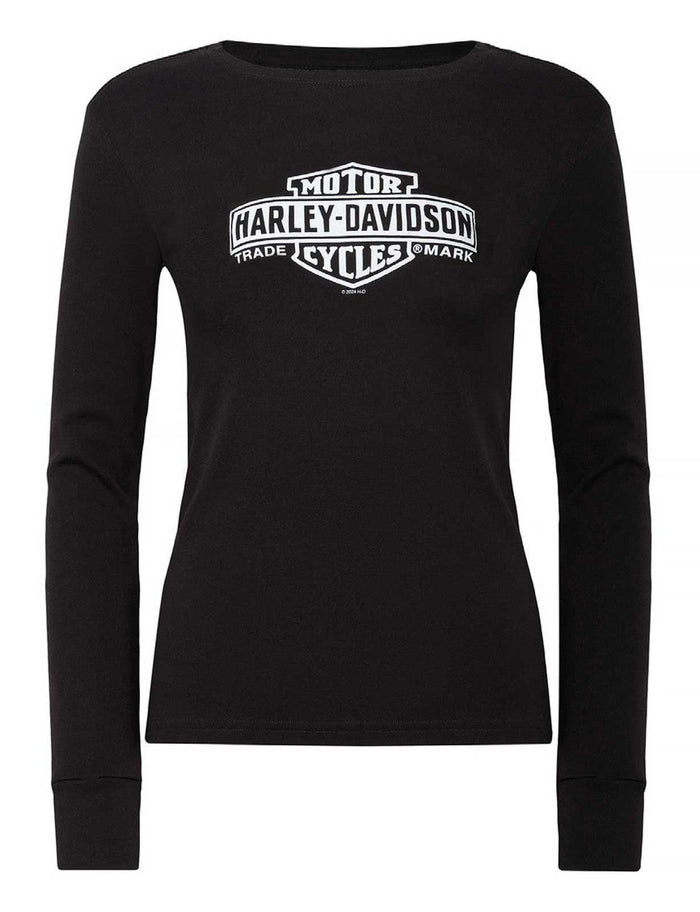 Harley-Davidson® Women's Elongated Bar & Shield Long Sleeve Shirt, Black