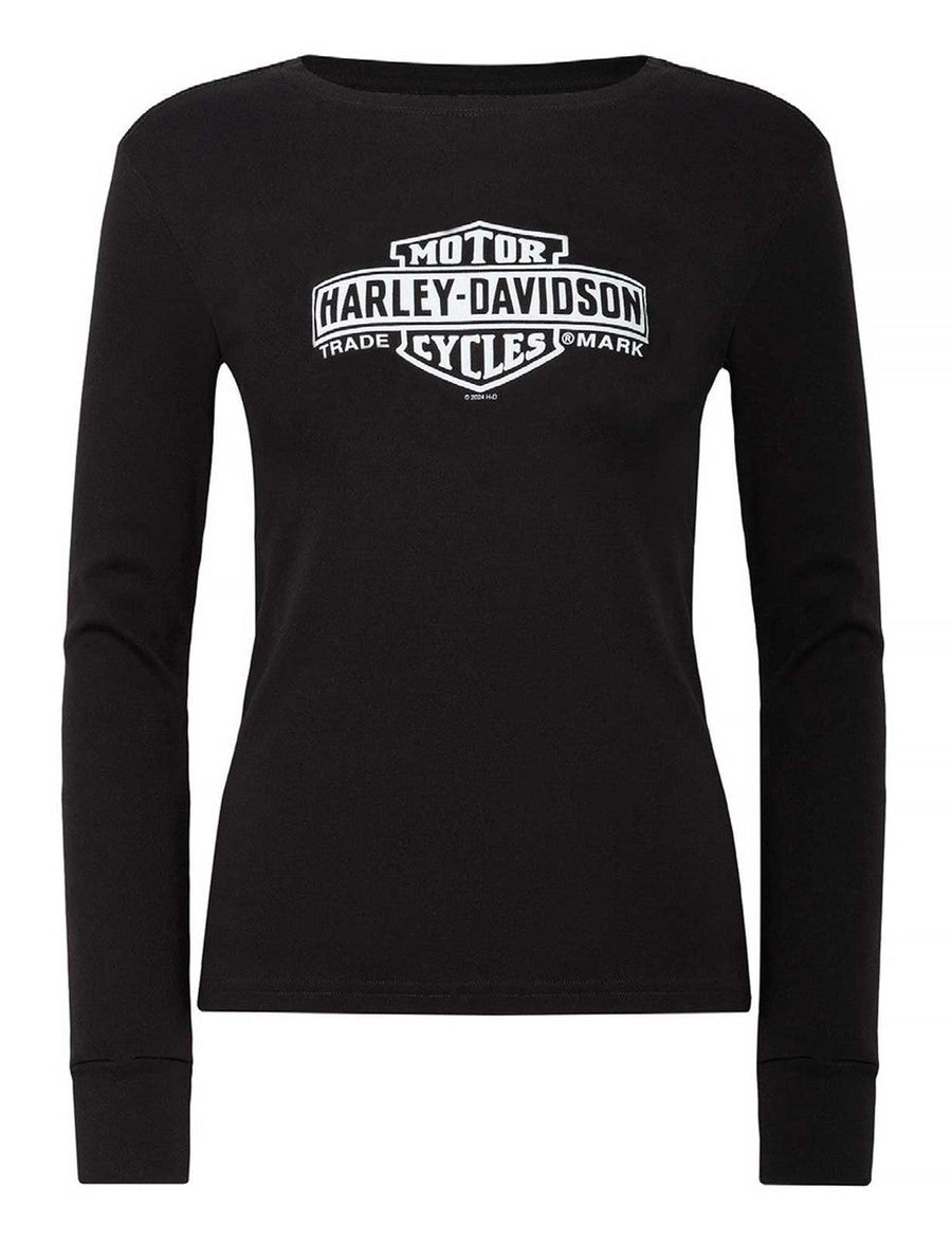 Harley-Davidson® Women's Elongated Bar & Shield Long Sleeve Shirt, Black