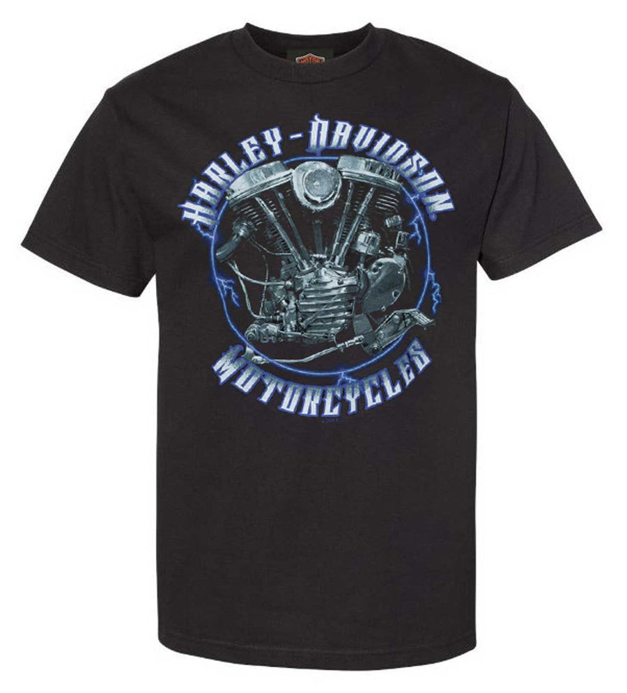 Harley-Davidson® Men's Pan Thunder Short Sleeve Crew Cotton T-Shirt, Black