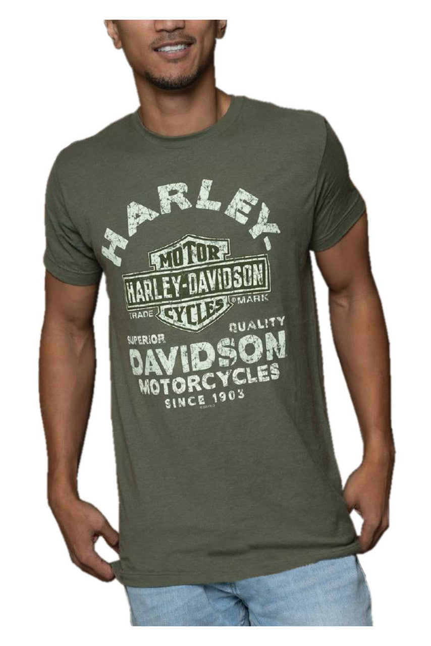 Harley-Davidson® Men's Raging Short Sleeve Cotton Crew-Neck Tee, Military Green