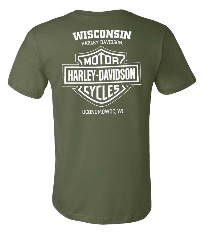 Harley-Davidson® Men's Raging Short Sleeve Cotton Crew-Neck Tee, Military Green