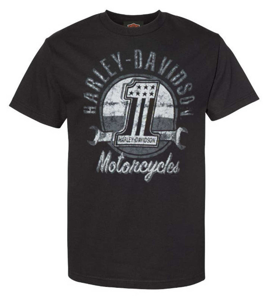 Harley-Davidson® Men's Gray Wrench Crew-Neck Cotton Short Sleeve T-Shirt, Black