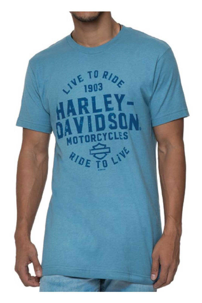 Harley-Davidson® Men's Galaxy Crew-Neck Cotton Short Sleeve T-Shirt, Slate Blue