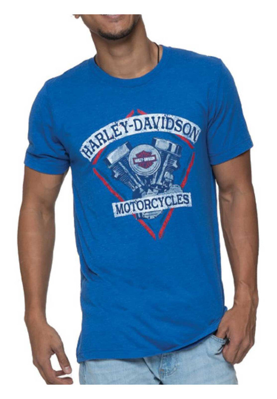 Harley-Davidson Men's Pander Short Sleeve Tri-Blend T-Shirt, Royal Blue