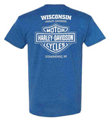 Harley-Davidson Men's Pander Short Sleeve Tri-Blend T-Shirt, Royal Blue